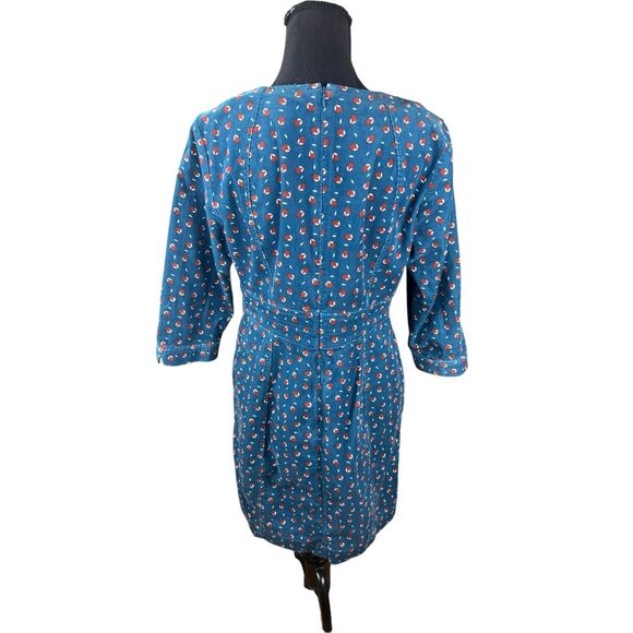 Boden Women 8P Corduroy blue Acorn Shift Dress 3/4 Sleeve career casual - Picture 5 of 9